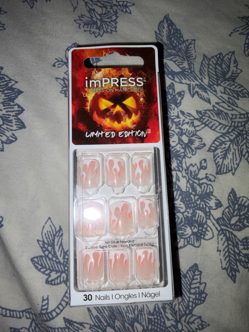 imPRESS Clear Press-On Nails with Orange Flame Accents - Picture 2 of 3